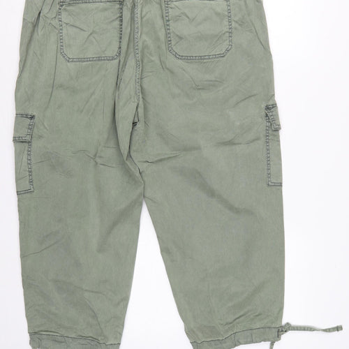 Marks & Spencer Women Green UK 18 Regular Cargo Trousers Belted