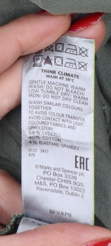 Marks & Spencer Women Green UK 18 Regular Cargo Trousers Belted