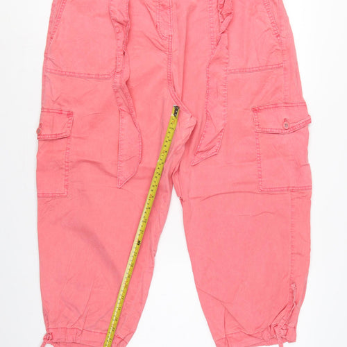 Marks and Spencer Women Pink UK 20 Cargo Cropped Lyocell Trousers