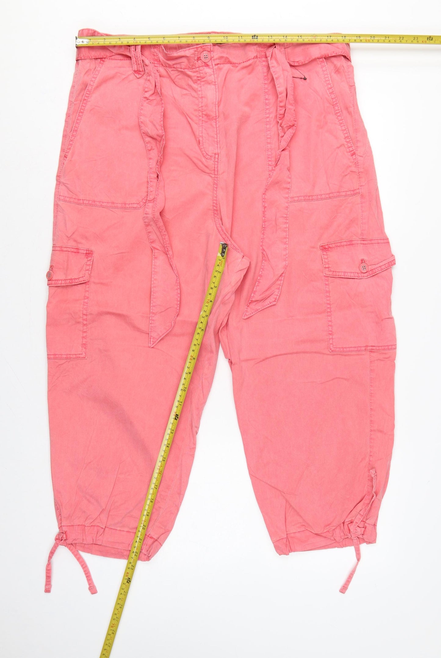 Marks and Spencer Women Pink UK 20 Cargo Cropped Lyocell Trousers