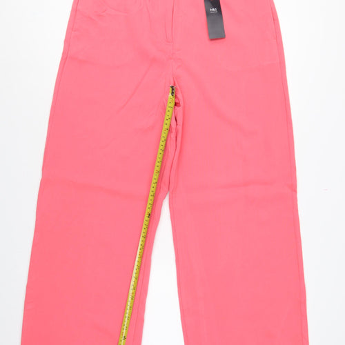 Marks and Spencer Women Pink UK 14 Long Wide-Leg Tailored Trousers