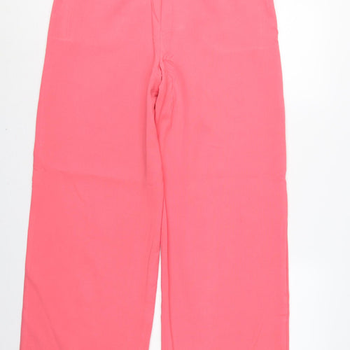 Marks and Spencer Women Pink UK 14 Long Wide-Leg Tailored Trousers