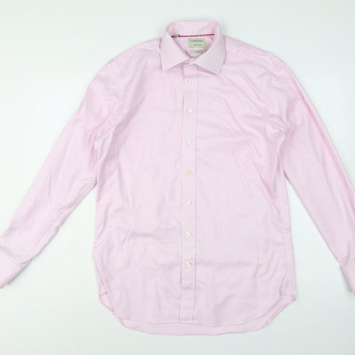 Chester Barrie Men’s Pink 15.5 Slim Cotton Gingham Formal Dress Shirt