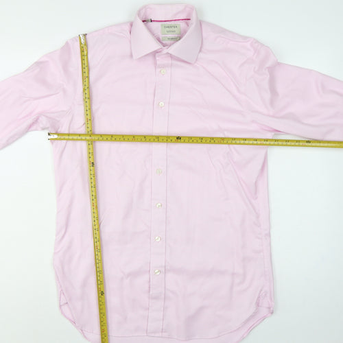 Chester Barrie Men’s Pink 15.5 Slim Cotton Gingham Formal Dress Shirt