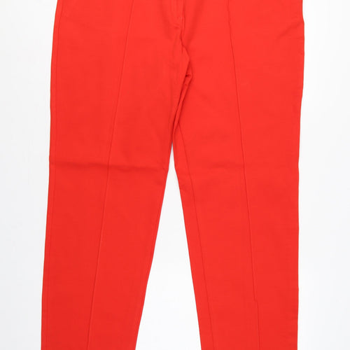 Marks and Spencer Women Red UK 18 Long High Rise Straight Trousers