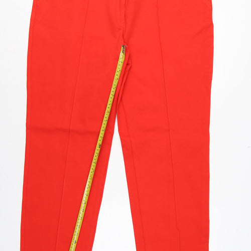Marks and Spencer Women Red UK 18 Long High Rise Straight Trousers