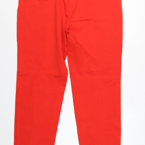 Marks and Spencer Women Red UK 18 Long High Rise Straight Trousers