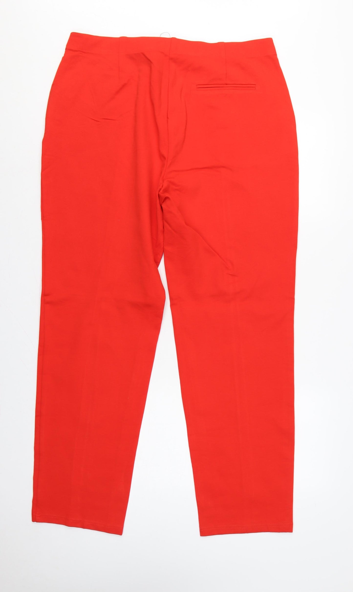 Marks and Spencer Women Red UK 18 Long High Rise Straight Trousers