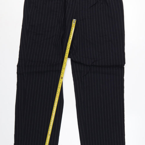 Jaeger Men's Black Pinstripe Wool Dress Trousers 36S Formal
