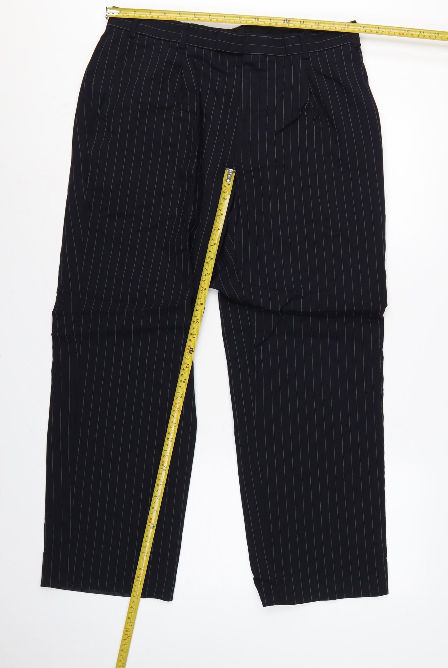 Jaeger Men's Black Pinstripe Wool Dress Trousers 36S Formal
