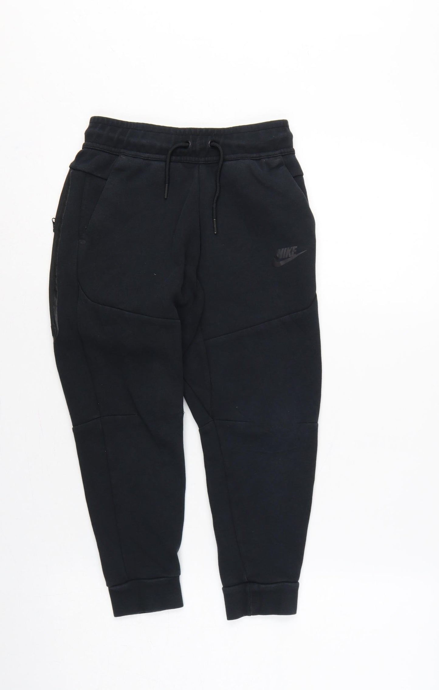 Nike Boys Black S Jogger Trousers Cotton Blend Drawstring Zip Pocket