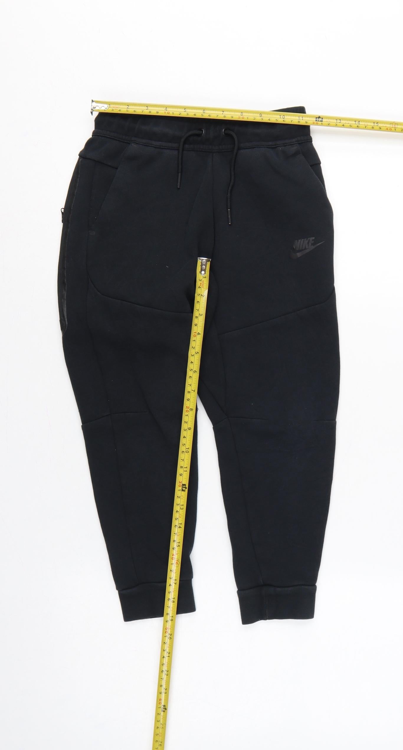 Nike Boys Black S Jogger Trousers Cotton Blend Drawstring Zip Pocket