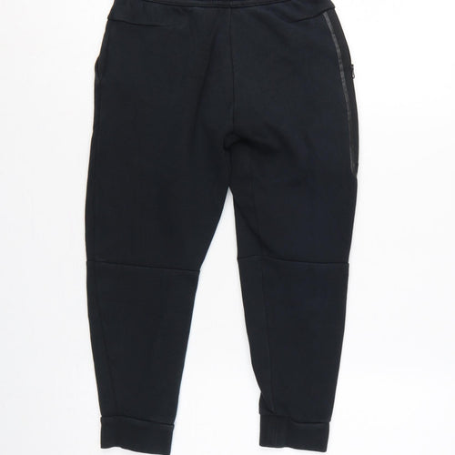 Nike Boys Black S Jogger Trousers Cotton Blend Drawstring Zip Pocket