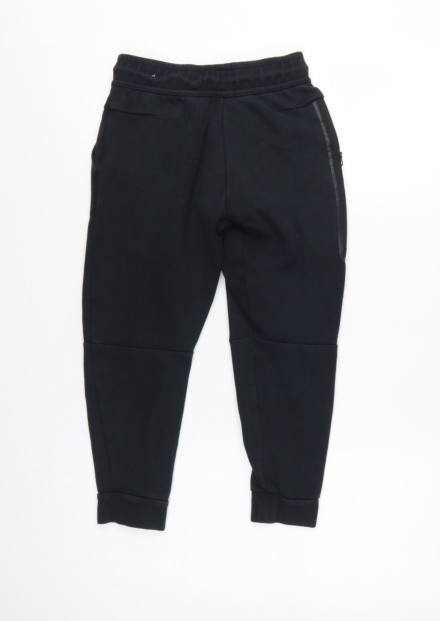 Nike Boys Black S Jogger Trousers Cotton Blend Drawstring Zip Pocket