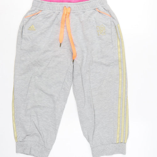 Adidas Women’s Grey UK 8 London 2012 3/4 Sweat Shorts Drawstring