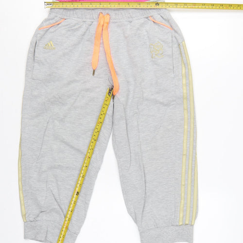 Adidas Women’s Grey UK 8 London 2012 3/4 Sweat Shorts Drawstring