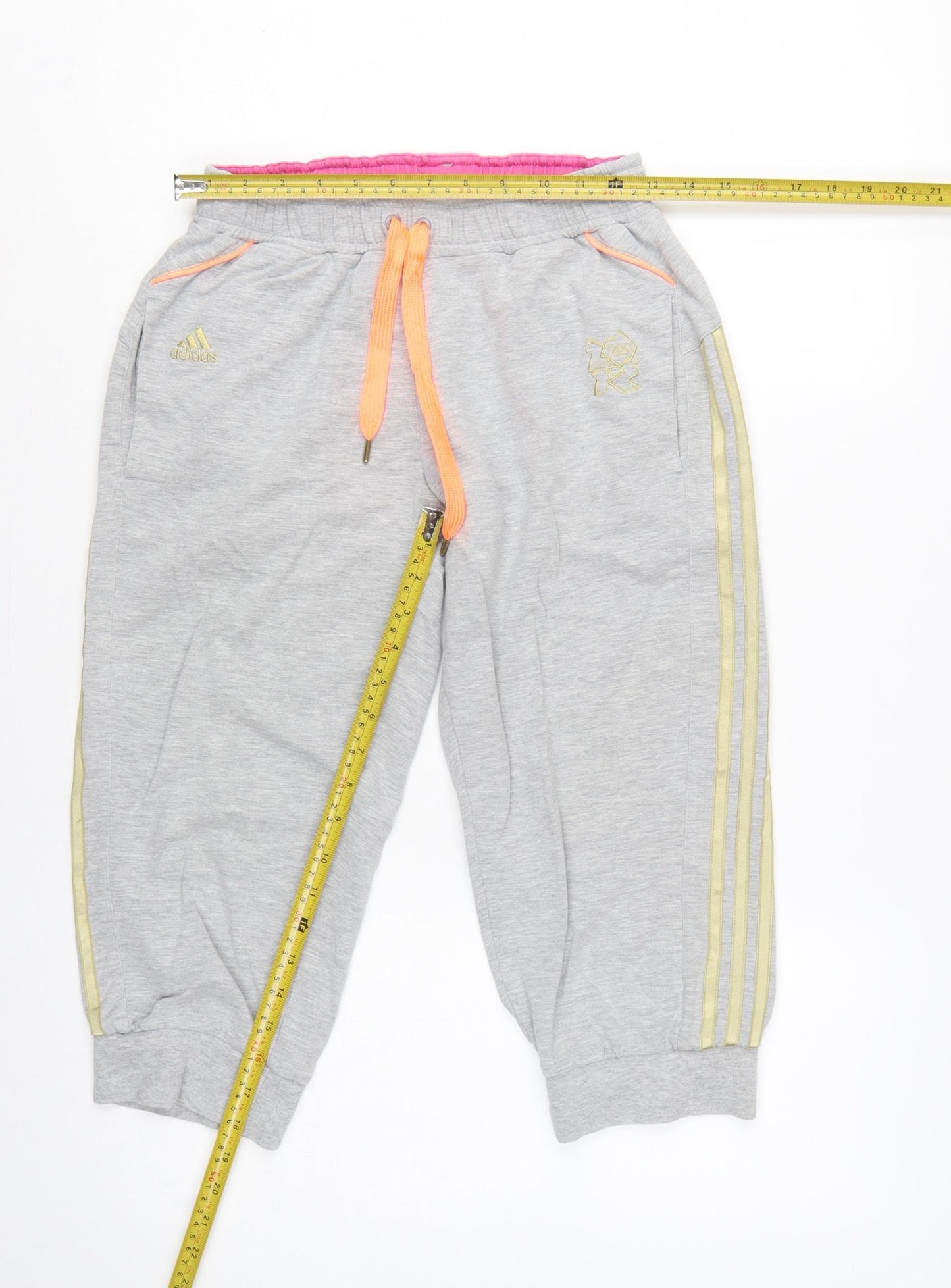 Adidas Women’s Grey UK 8 London 2012 3/4 Sweat Shorts Drawstring