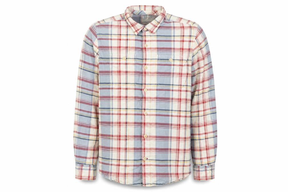 Front view of Fat Face Men’s Multicoloured Plaid Button-Down Shirt, size L, Long Sleeve
