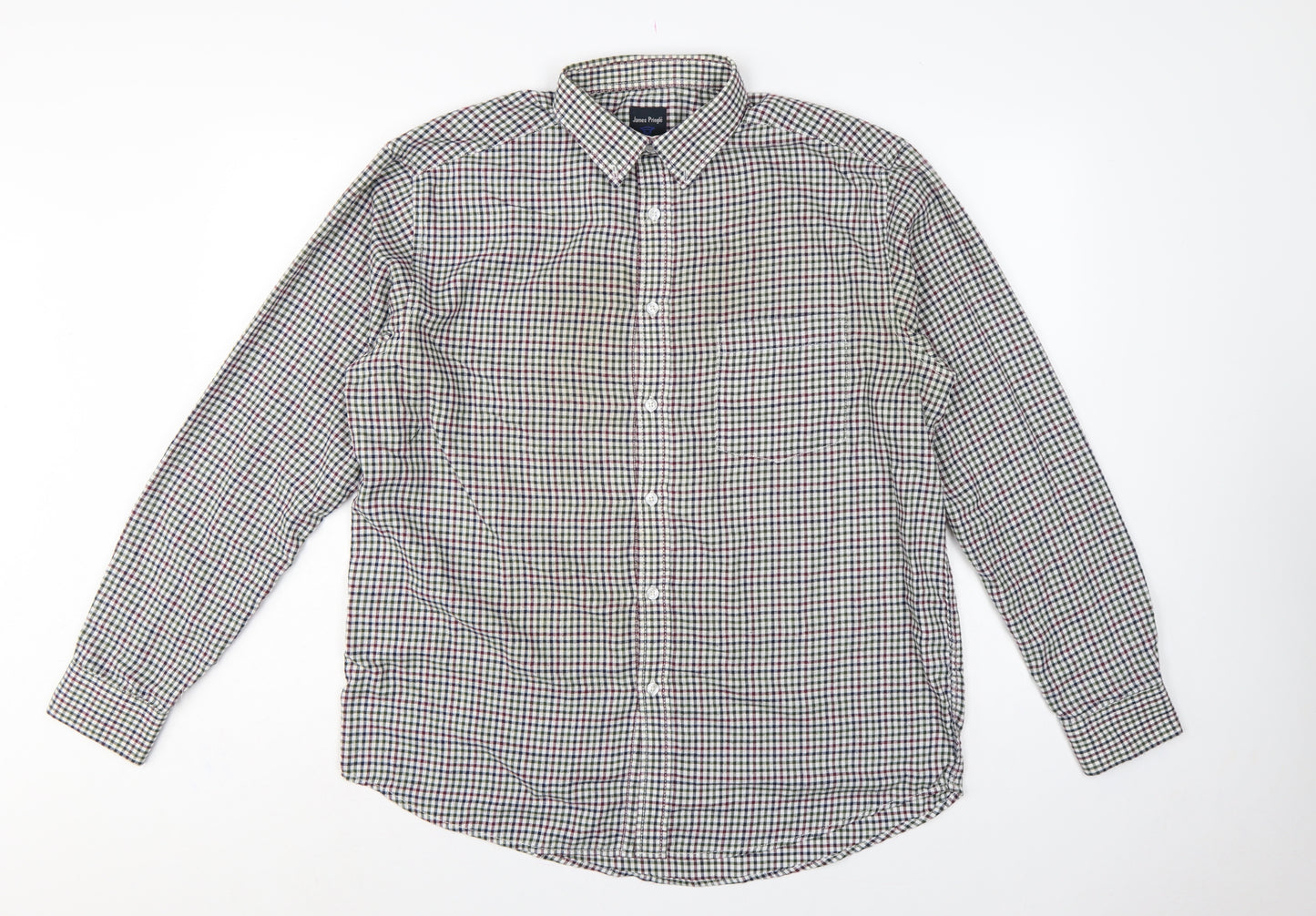 James Pringle Men's Multicoloured Check Shirt L Long Sleeve Button-Down