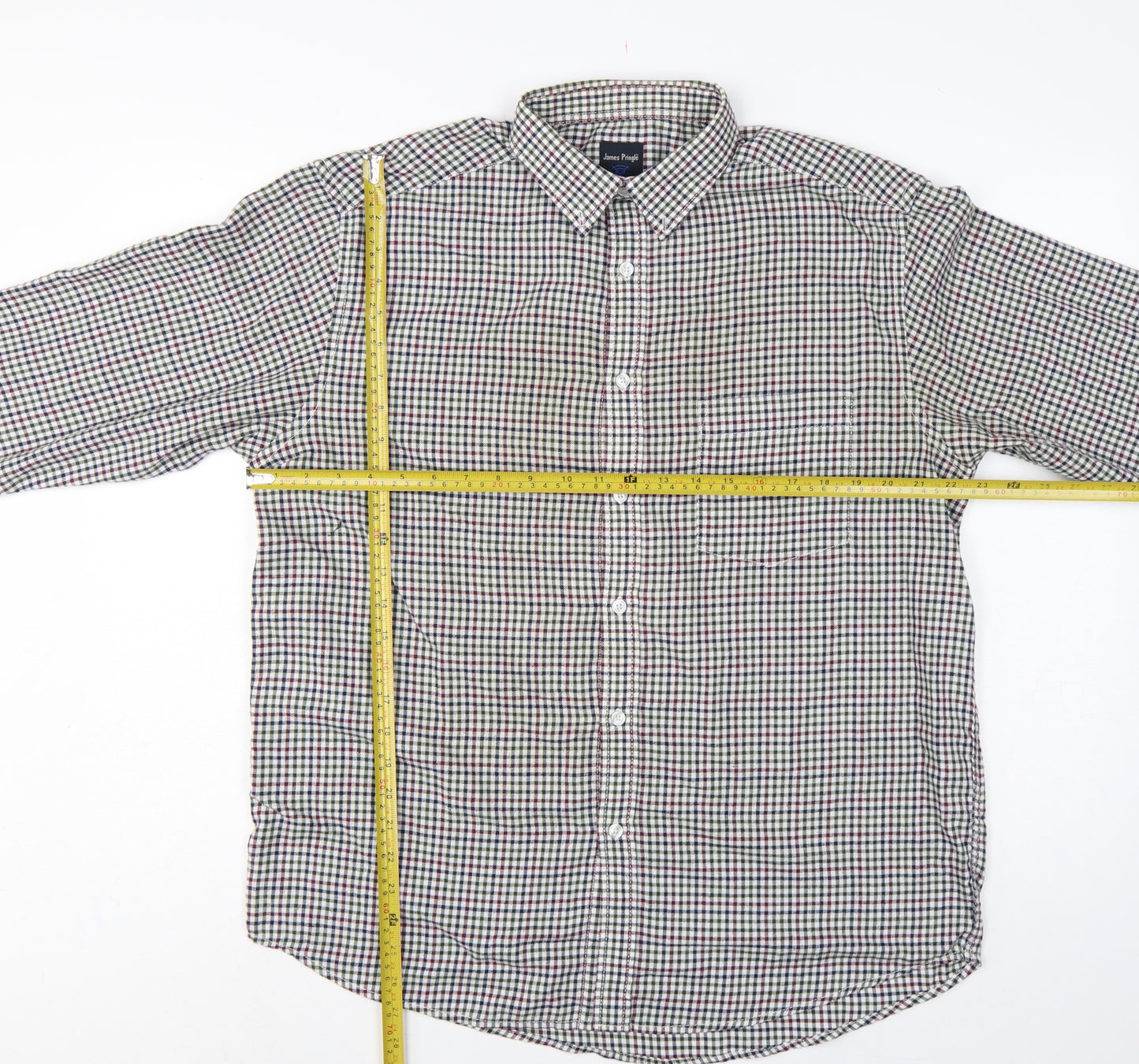 James Pringle Men's Multicoloured Check Shirt L Long Sleeve Button-Down