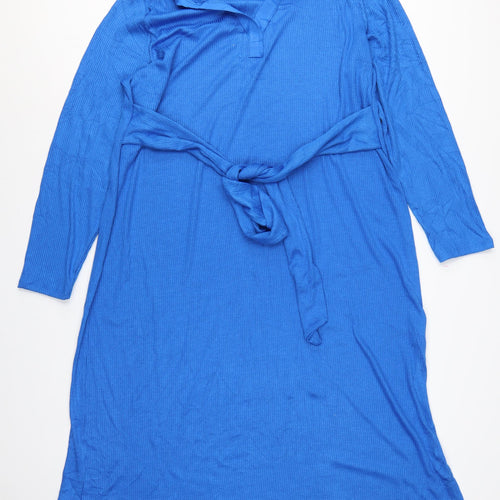 Marks and Spencer Women Blue UK 20 Long Shirt Dress Belted