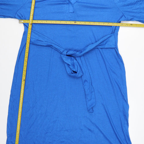 Marks and Spencer Women Blue UK 20 Long Shirt Dress Belted