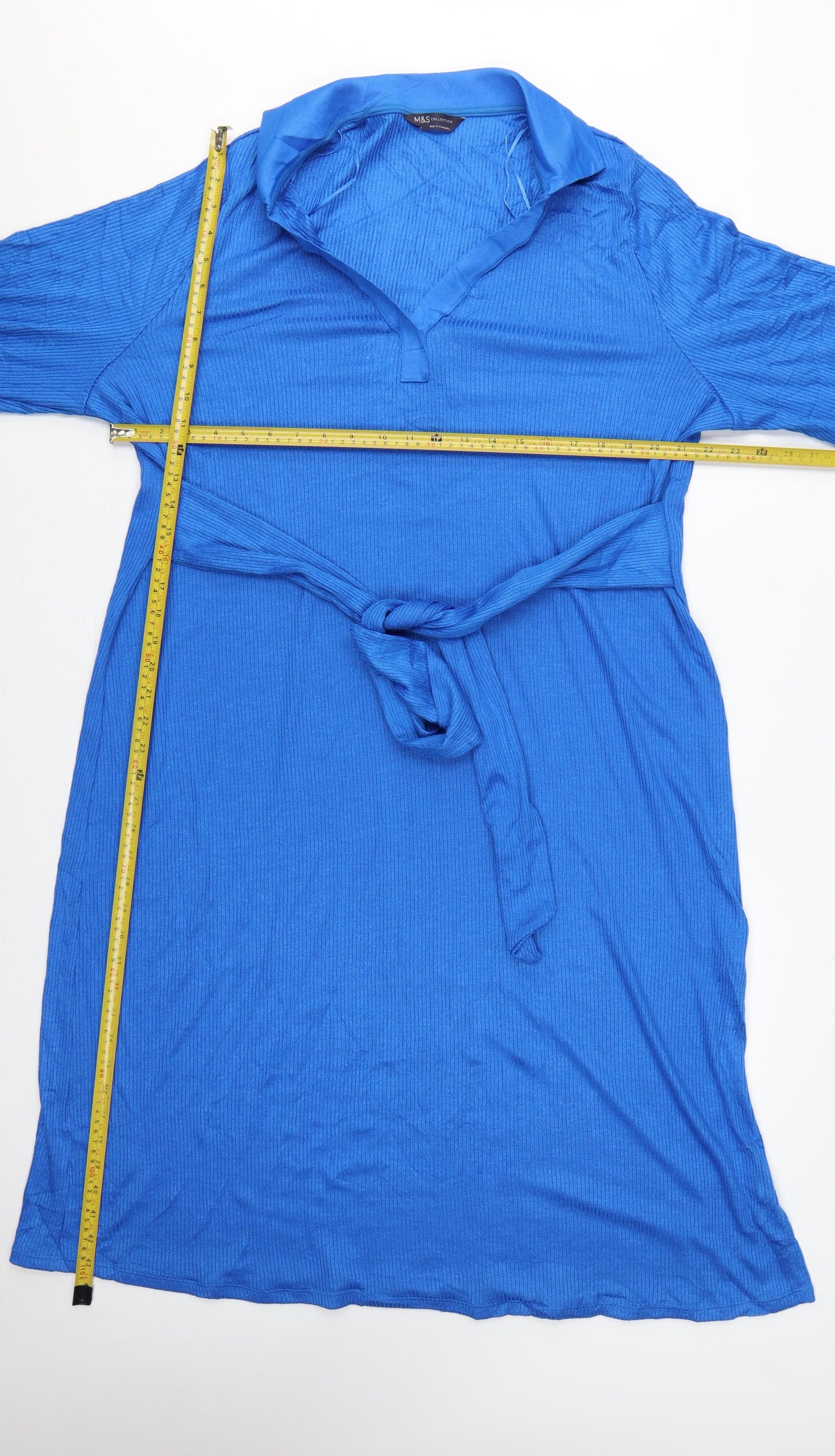 Marks and Spencer Women Blue UK 20 Long Shirt Dress Belted