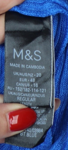 Marks and Spencer Women Blue UK 20 Long Shirt Dress Belted