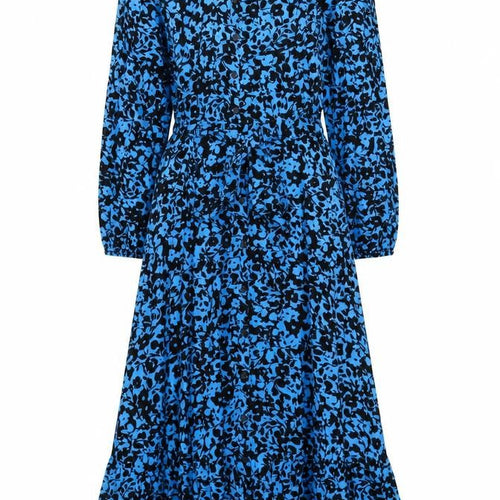 Marks and Spencer Women Blue Floral UK 14 Long Shirt Dress Belted