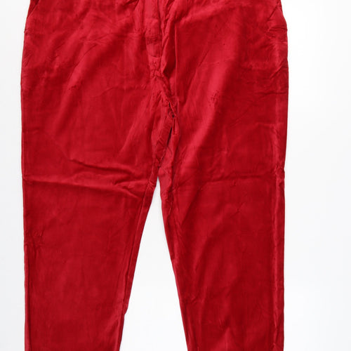 M&S Women Red Size 20 Regular Slim Ankle Grazer Cotton Trousers