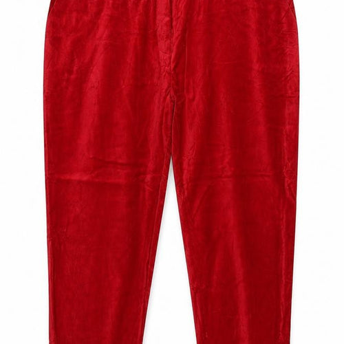 M&S Women Red Size 20 Regular Slim Ankle Grazer Cotton Trousers