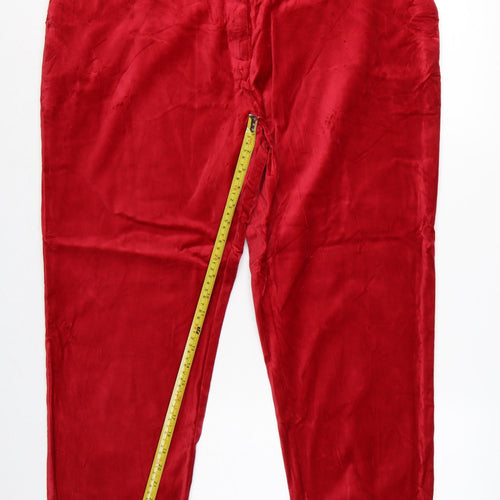 M&S Women Red Size 20 Regular Slim Ankle Grazer Cotton Trousers