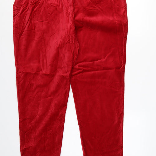 M&S Women Red Size 20 Regular Slim Ankle Grazer Cotton Trousers