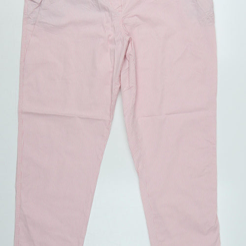 Marks and Spencer Women's Pink Stripe Chino Trousers UK 18 Long