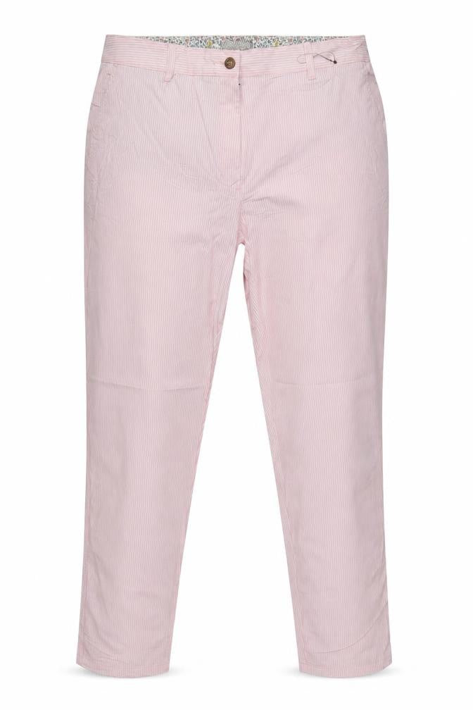 Marks and Spencer Women's Pink Stripe Chino Trousers UK 18 Long