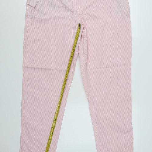 Marks and Spencer Women's Pink Stripe Chino Trousers UK 18 Long