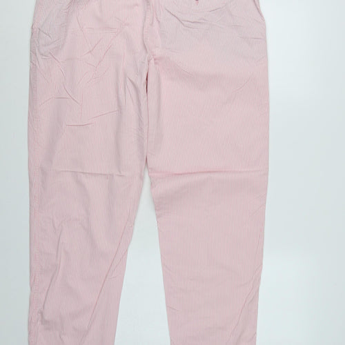 Marks and Spencer Women's Pink Stripe Chino Trousers UK 18 Long