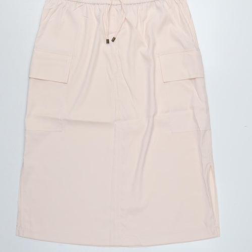 Marks and Spencer Women Pink UK 10 Cargo Midi Skirt Pockets