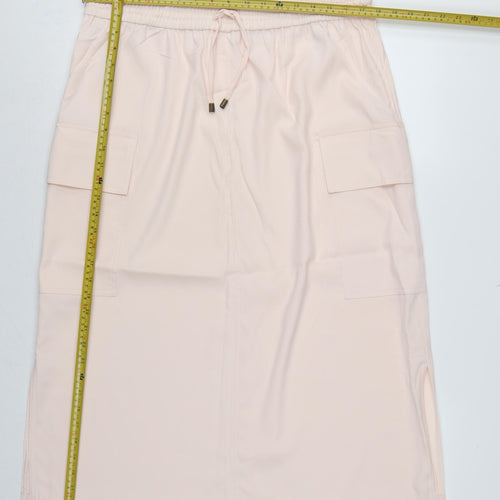Marks and Spencer Women Pink UK 10 Cargo Midi Skirt Pockets