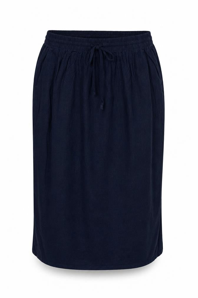 Marks and Spencer Women's Blue UK 12 Linen Blend Midi Straight Skirt