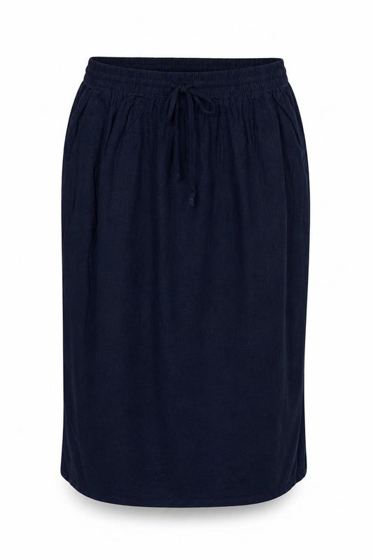 Marks and Spencer Women's Blue UK 12 Linen Blend Midi Straight Skirt