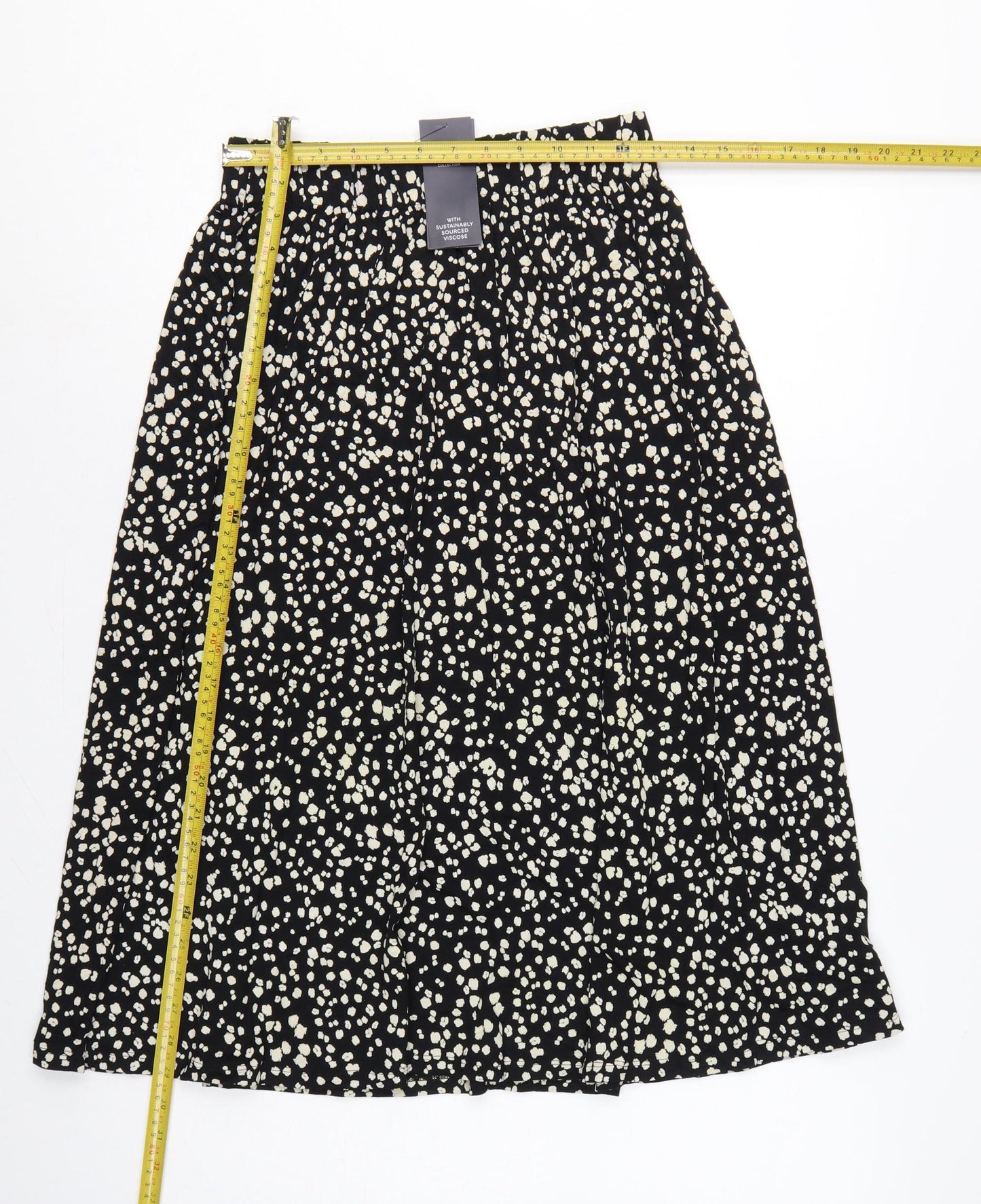 Marks & Spencer Women's Black UK 6 Leopard Print A-Line Midi Skirt