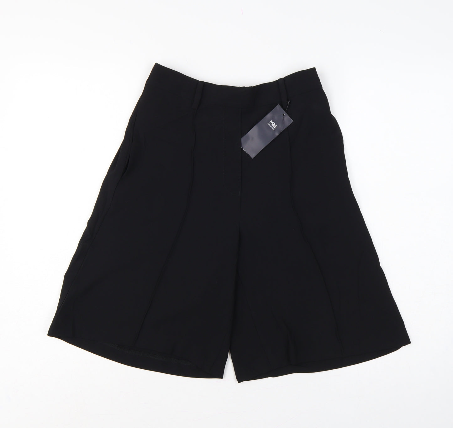 Marks and Spencer Women Black UK 6 High Rise Culotte Shorts Pockets