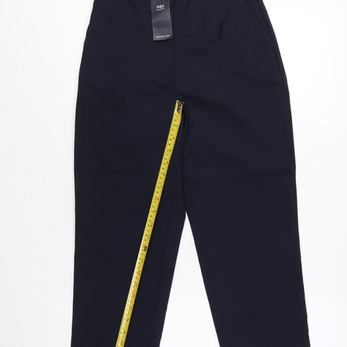 Marks and Spencer Women Blue UK 8 High Rise Tapered Trousers