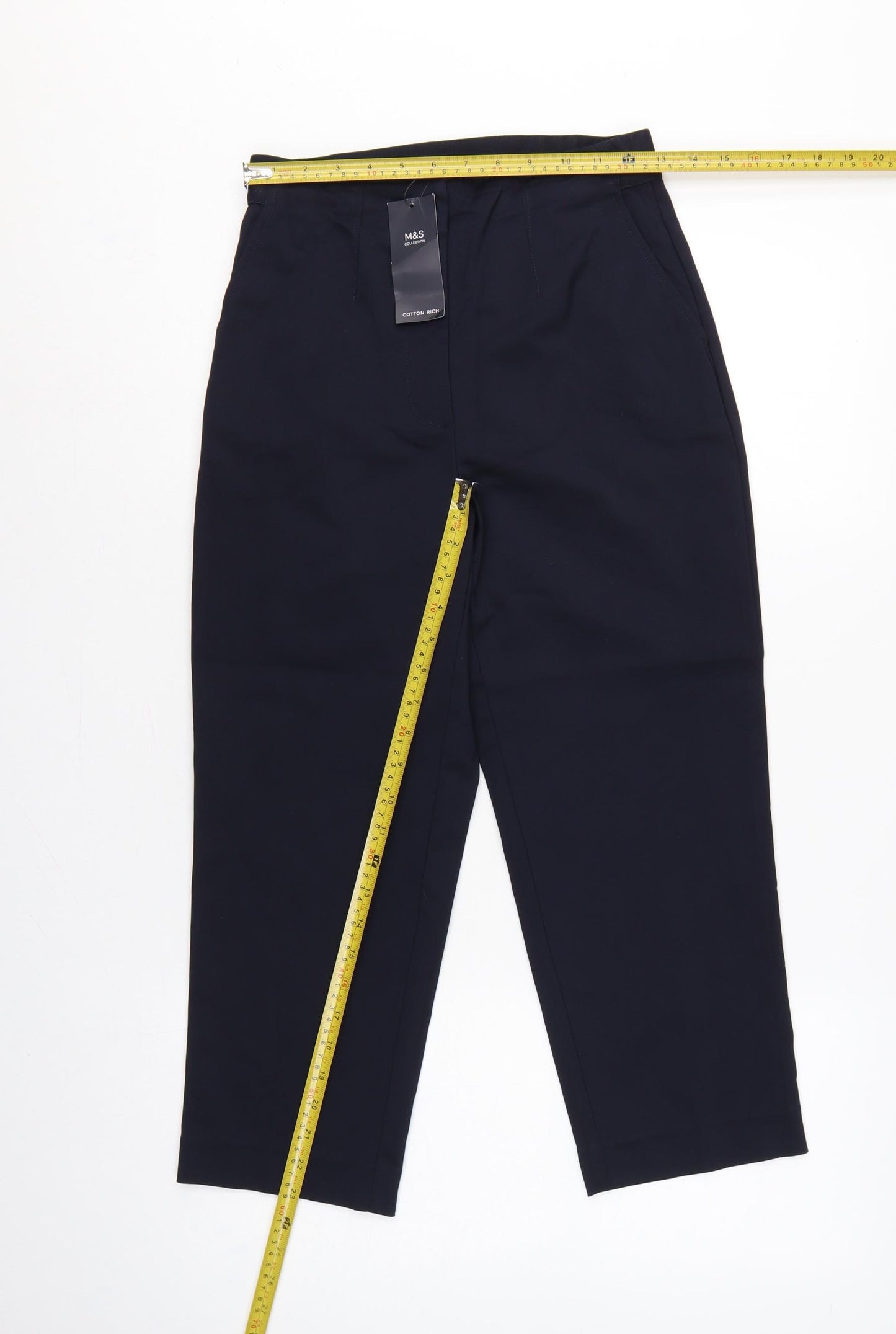 Marks and Spencer Women Blue UK 8 High Rise Tapered Trousers