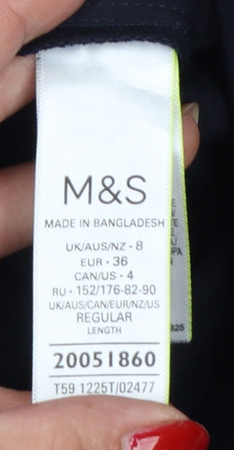 Marks and Spencer Women Blue UK 8 High Rise Tapered Trousers
