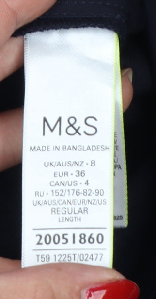 Marks and Spencer Women Blue UK 8 High Rise Tapered Trousers