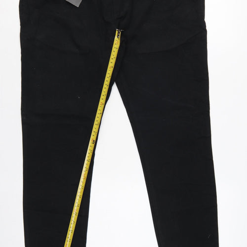 Marks and Spencer Men Black W36 Short Skinny Fit Chino Trousers