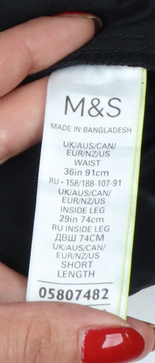 Marks and Spencer Men Black W36 Short Skinny Fit Chino Trousers