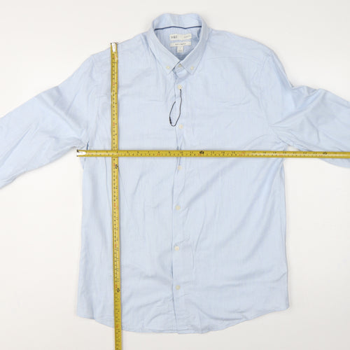 Marks & Spencer Men’s Blue L Slim Fit Stretch Button-Down Shirt